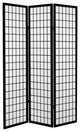 6' Tall Canvas Window Pane Room Divider, Black, 3 Panels