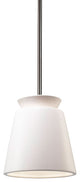 Small Trapezoid Pendant, Matte White, Brushed Nickel, Integrated LED