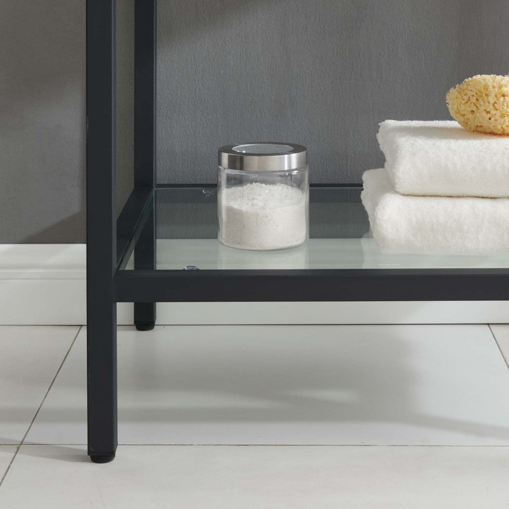 Sink Vanity Cabinet, Artificial Marble, Metal, Black White, Modern, Bathroom
