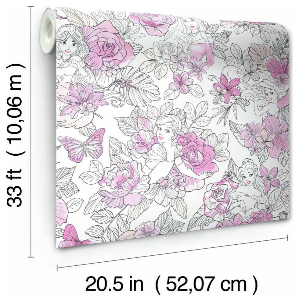 Disney Princess Royal Floral Wallpaper