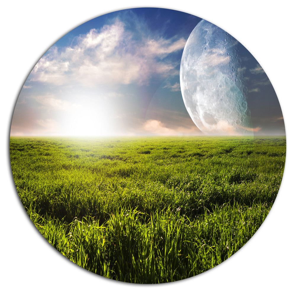 Green Field Under Bright Sunlight, Landscape Art Round Wall Art, 38"