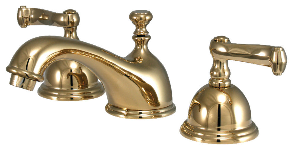 Kingston Brass Widespread Bathroom Faucet With Brass Pop-Up, Polished Brass
