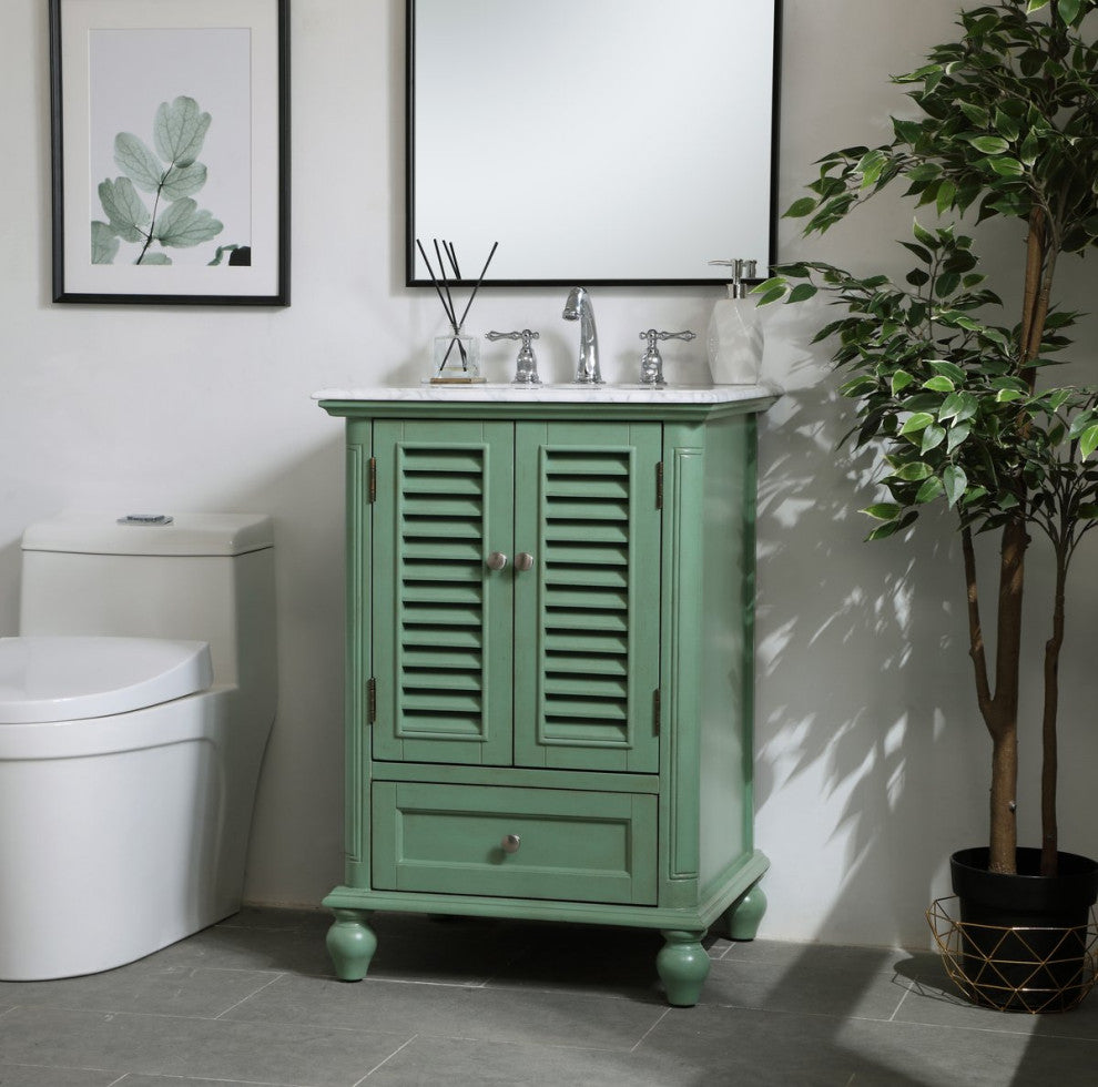 Home Living Single Bathroom Vanity, Vintage Mint, 24"