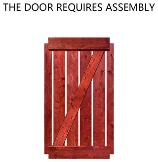 Stained Solid Pine Wood Sliding Barn Door, Cherry Red, 30"x84", Z Bar