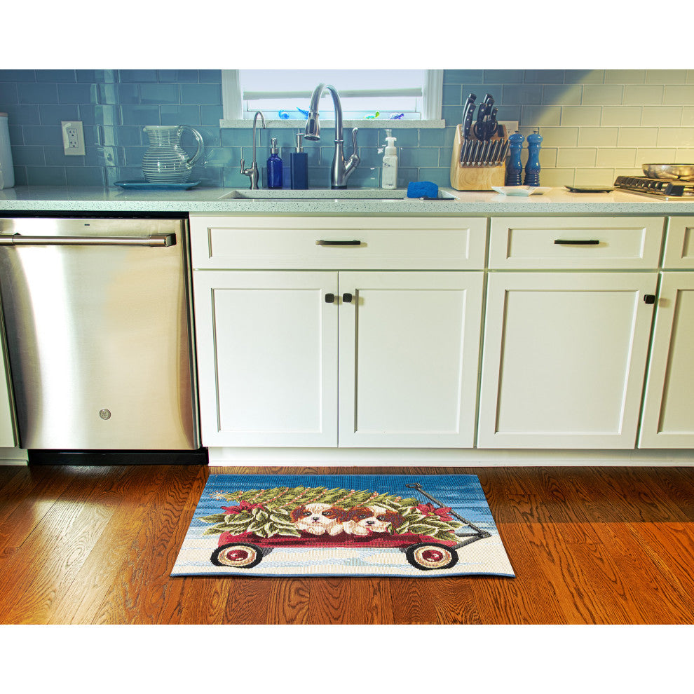 Esencia Wagon Wonderland Indoor/Outdoor Mat Blue 2'5"x3'11"