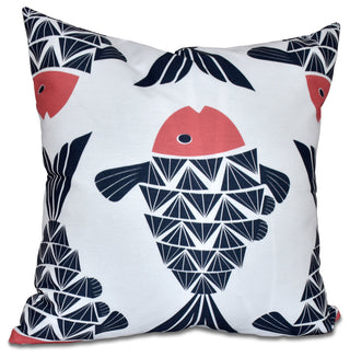 Big Fish, Animal Print Pillow, Navy Blue, 16"x16"