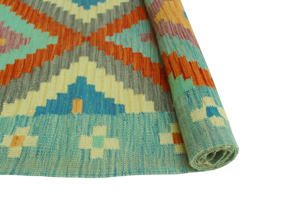 Sangat Kilim Sanborn Rust/Blue Runner, 2'6x8'1