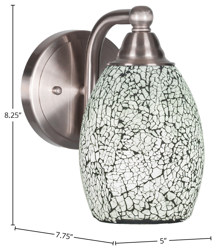 Paramount Wall Sconce, Brushed Nickel, 5" Black Fusion Glass