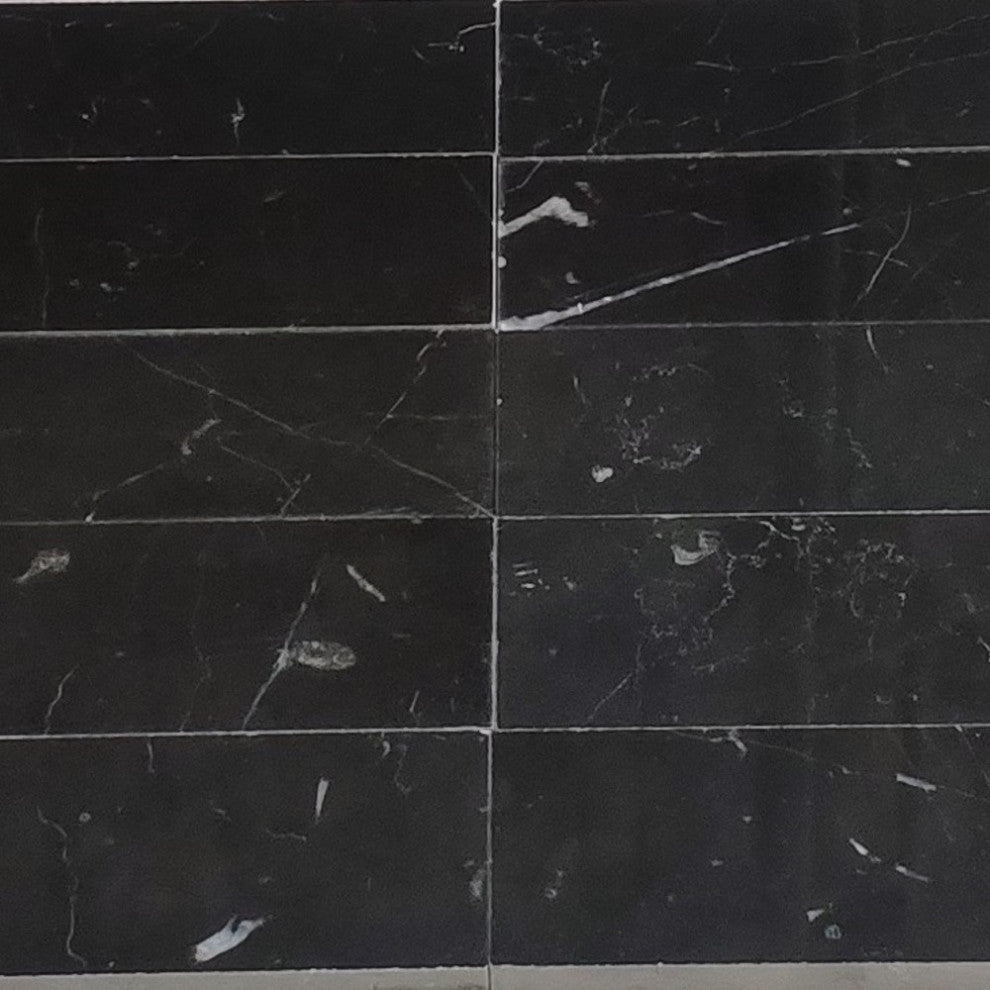 Nero Marquina Black Marble 2x12 Tile Polished, 100 sq.ft.
