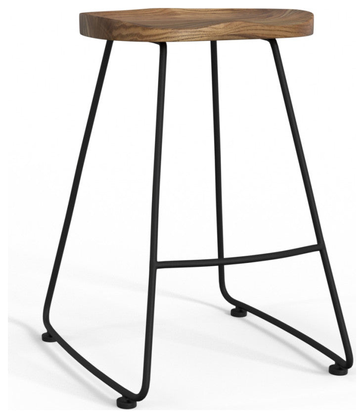 Amberly Saddle Stool, Set of 2, Natural/Black, 24"
