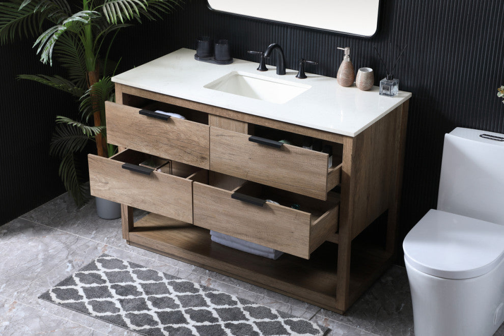 Louie 48" SIngle Bathroom Vanity, Natural Oak