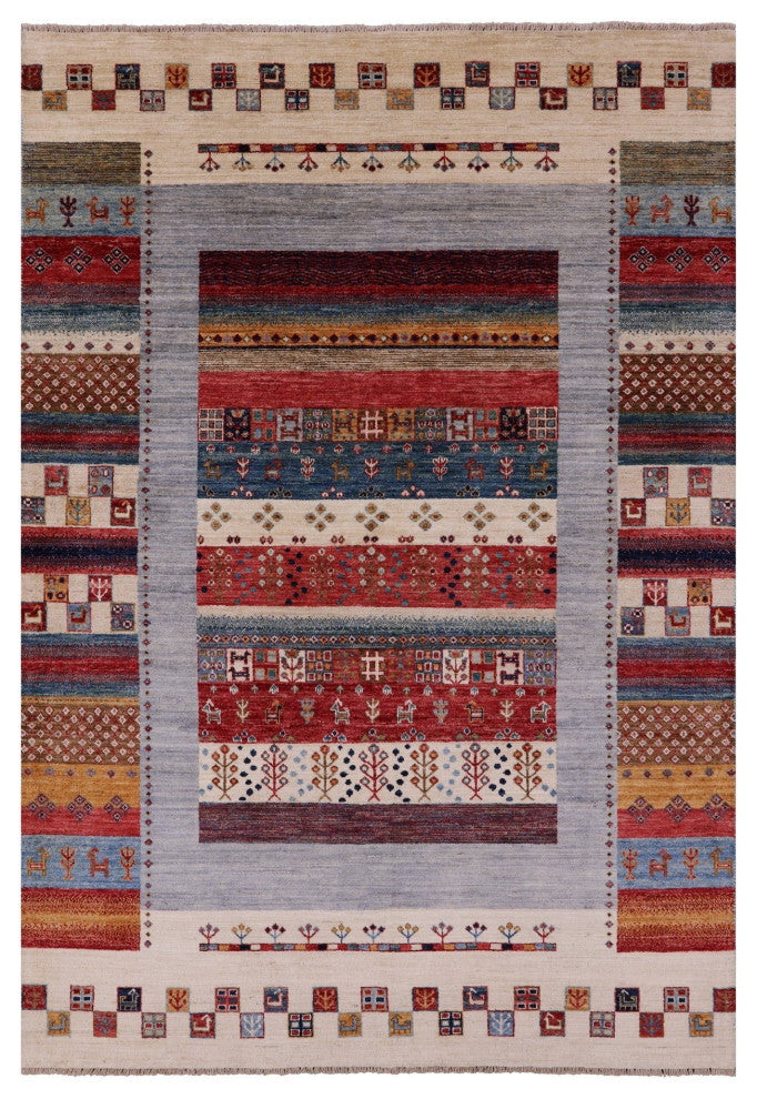 Tribal Persian Gabbeh Handmade Rug 5' 5" X 7' 10" Q10710