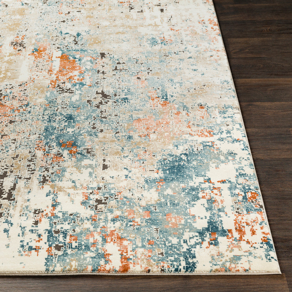Pune Modern Teal, Aqua Area Rug, 7'10"x10'3"