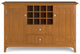 Bedford Solid Wood Sideboard Buffet And Winerack, Light Golden Brown
