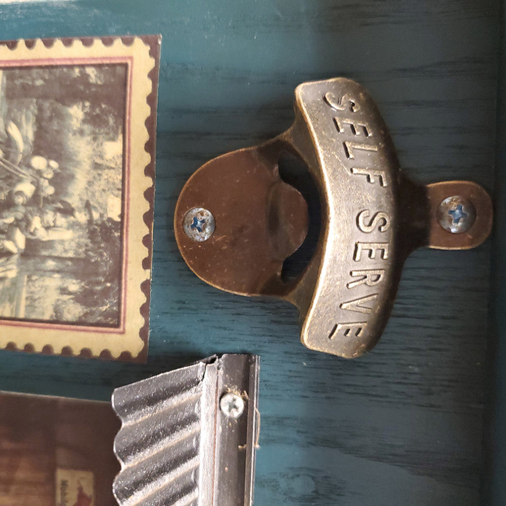 Vintage Harley Motorcycle Shadow Box on Wood Frame