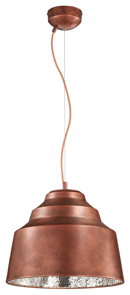 Naples Metal Pendant, Copper With Cracked Glass