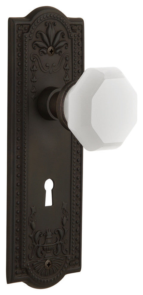 Meadows Plate with Keyhole Double Dummy Waldorf White Milk Glass Knob