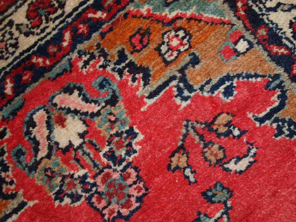 Handmade vintage Persian Hamadan runner 2.6' x 6.3' (81cm x 194cm) 1960s