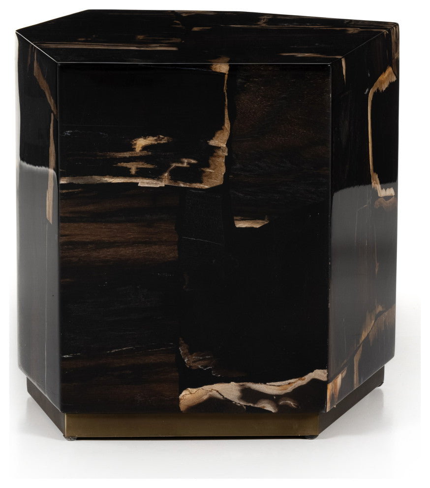 Shep End Table, Polished Petrified Wood