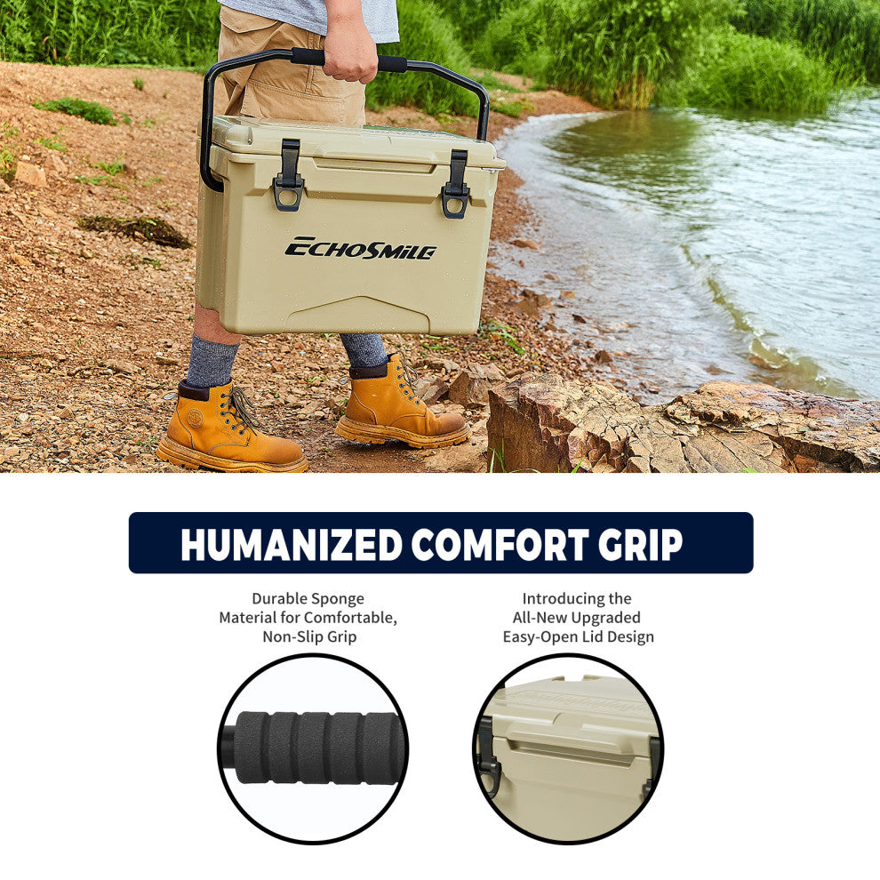 EchoSmile 25 qt. Rotomolded Cooler, Khaki