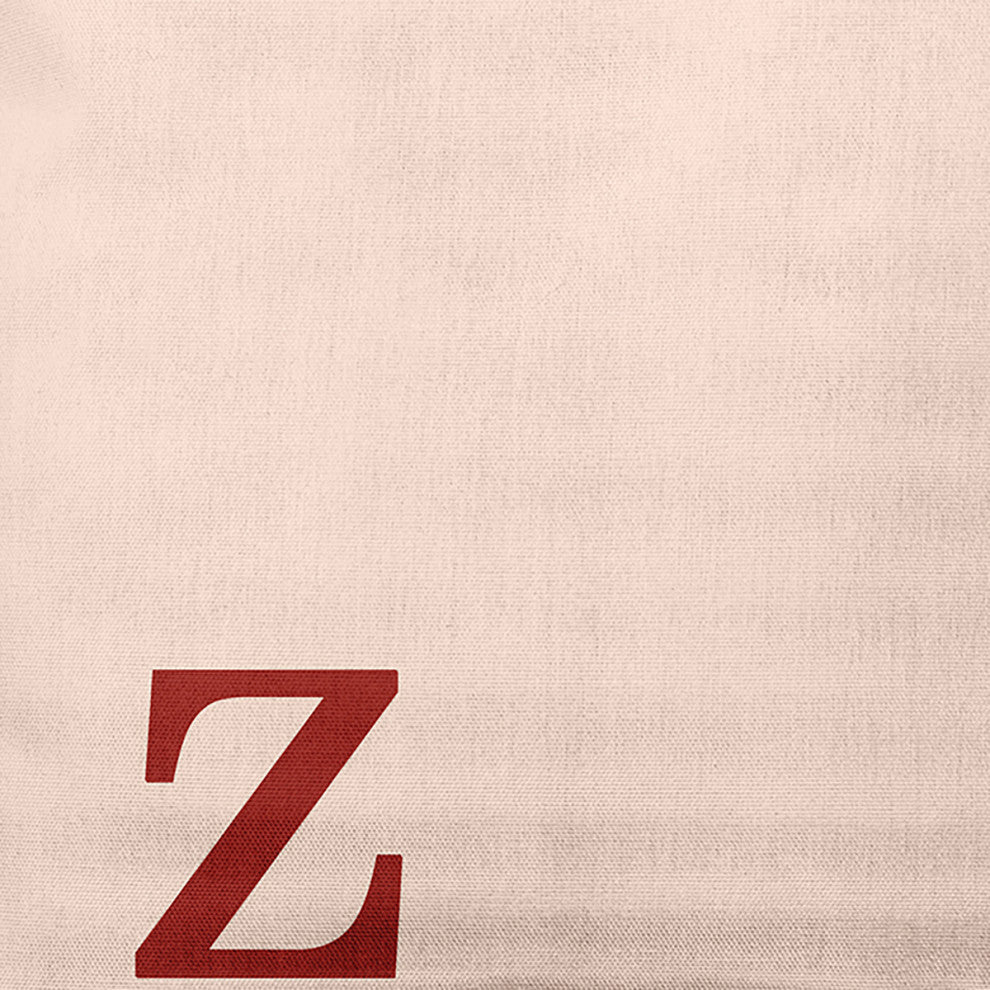 20"x20" Modern Monogram Decorative Throw Pillow, Maple Red