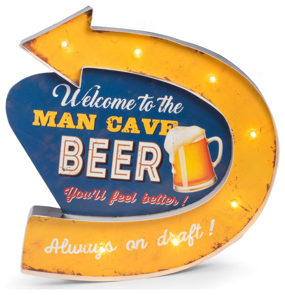 "Man Cave" Metal Sign, Led Lighted, Wall Mountable