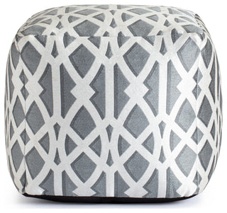 Sark Gray 18" x 18" x 18" Gray and Ivory Pouf