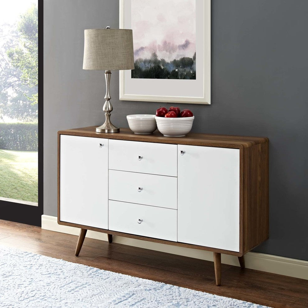 Modway Transmit Sideboard, Walnut White