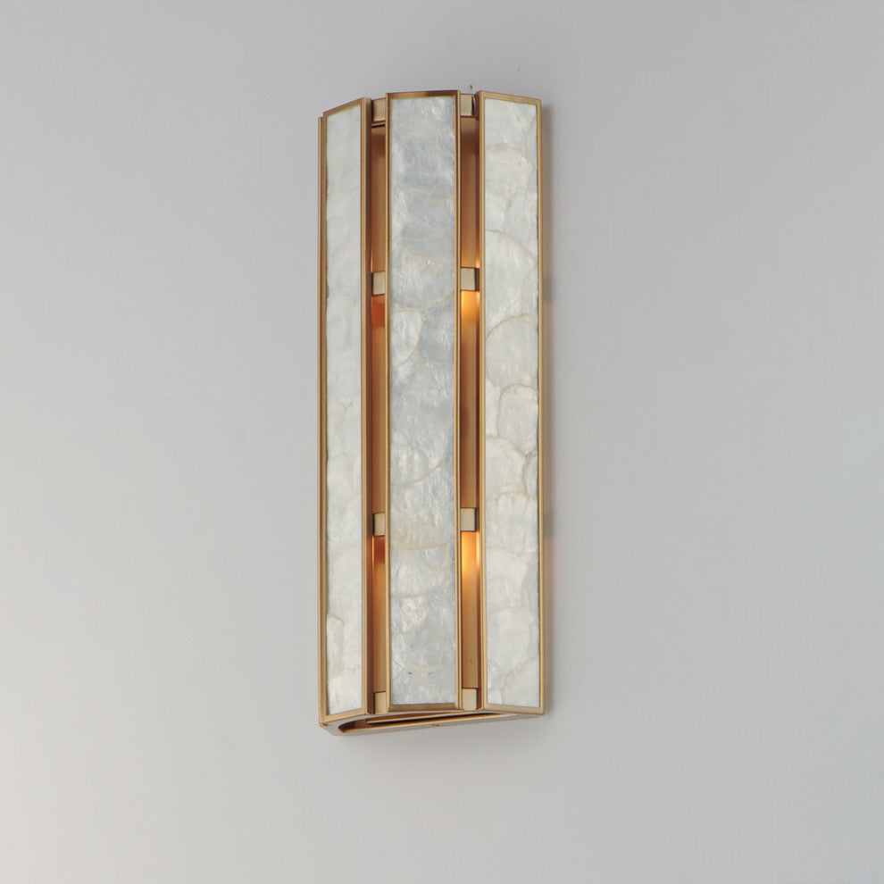 Maxim 12801 Miramar 2 Light 19" Tall Wall Sconce - Capiz / Natural Aged Brass