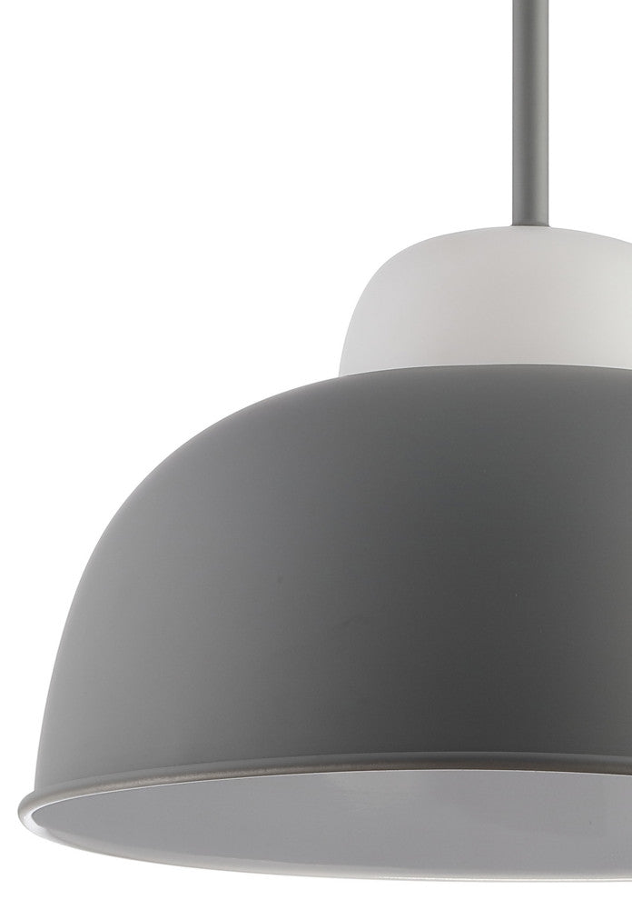 Simon 12" Adjustable Metal and Glass Led Pendant, Gray