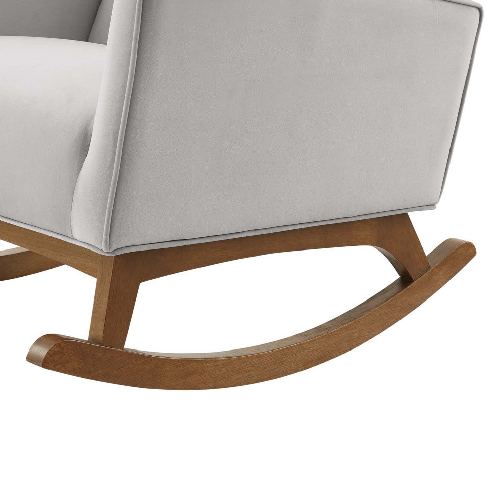 Accent Rocking Chair Armchair, Velvet, Gray, Modern, Lounge Hospitality