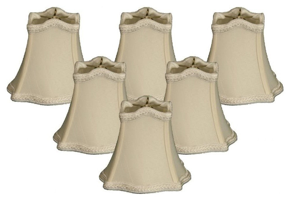 Decorative Trim Hexagon Empire Chandelier Lampshade, Beige, Set of 6