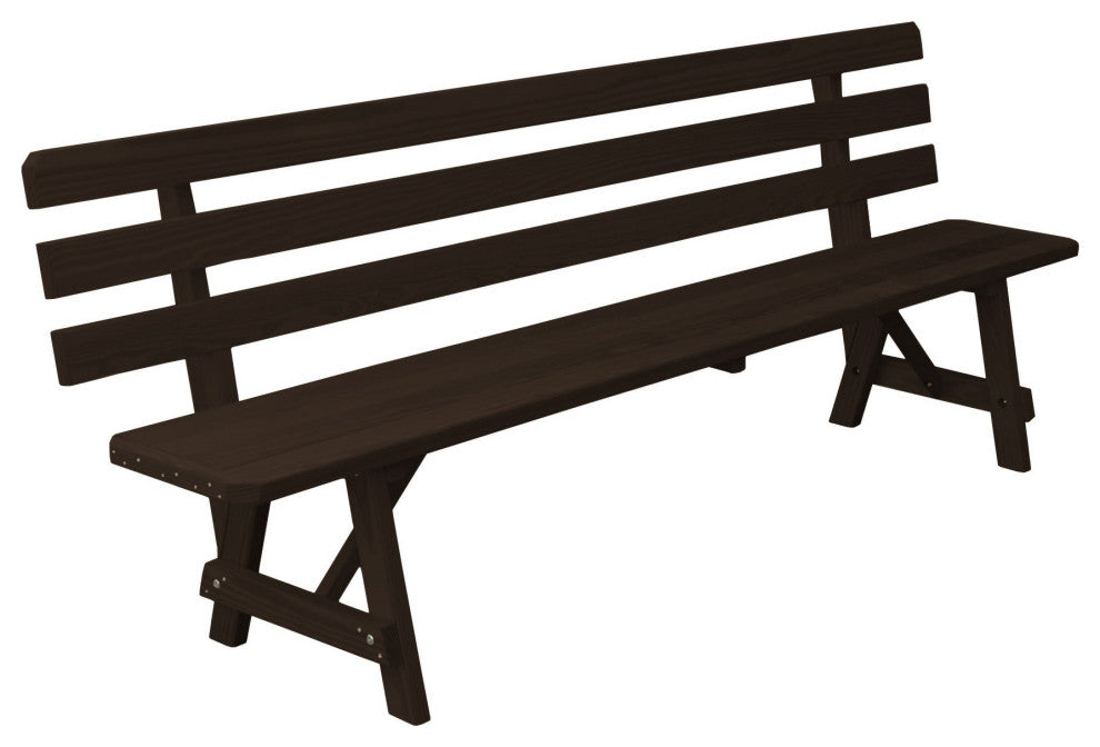 Traditional Cedar Backed Bench, Walnut Stain, 8 Foot