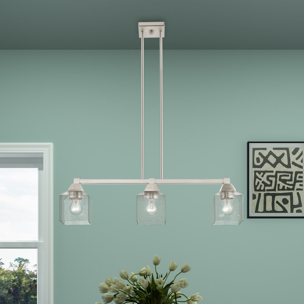 Aragon 3 Light Brushed Nickel Linear Chandelier