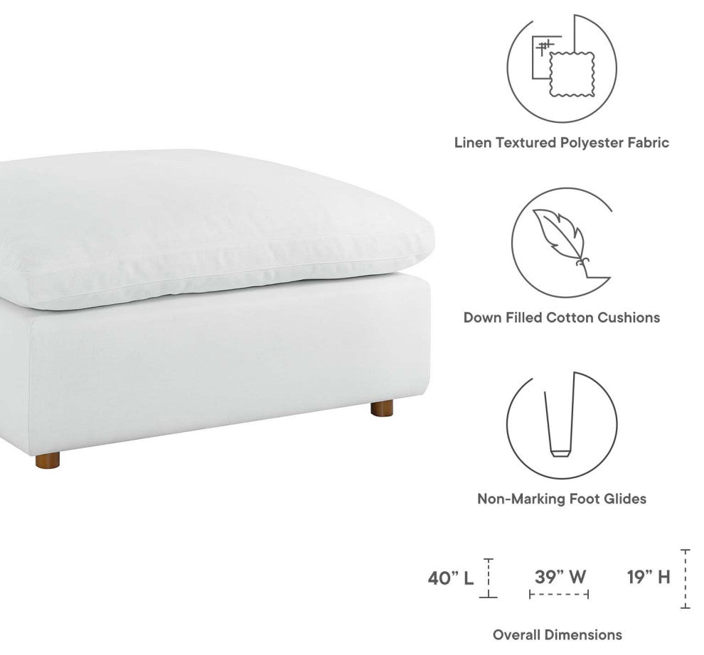 Ottoman Accent Chair, White, Fabric, Modern, Lounge Cafe Hotel Hospitality