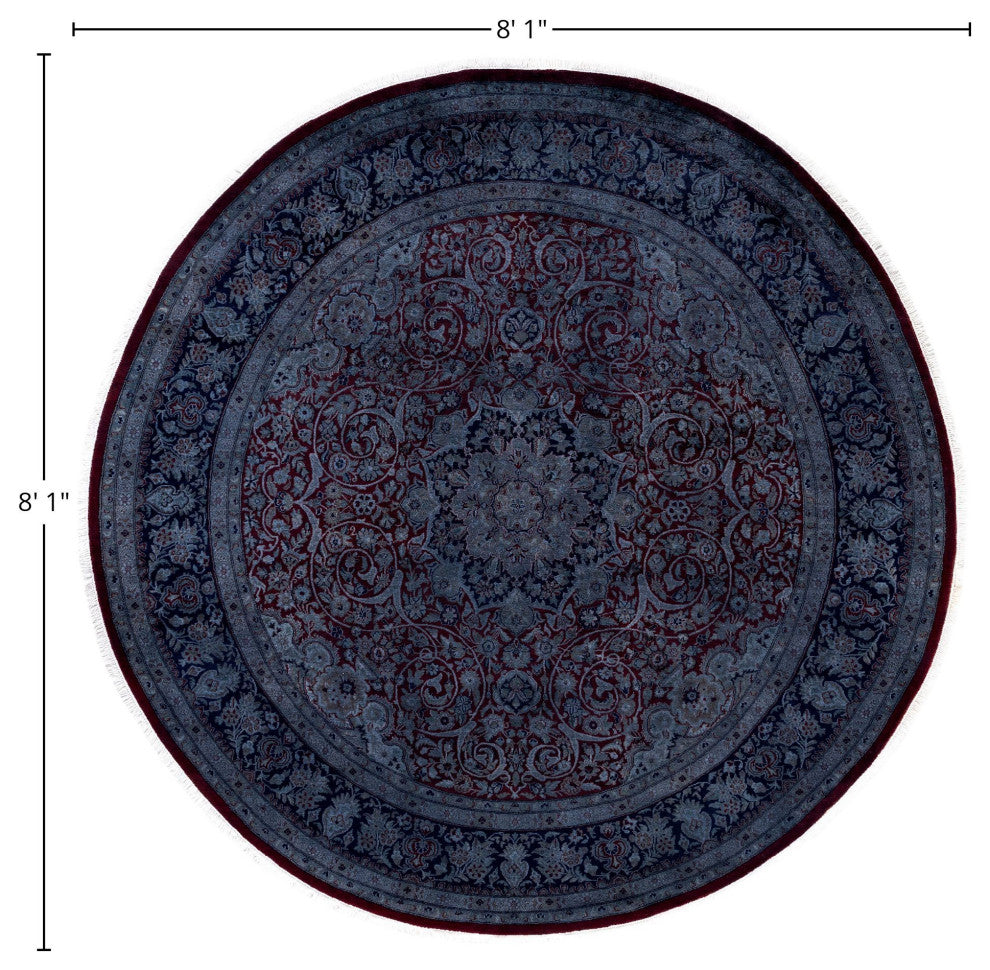 Overdyed One-of-a-Kind Hand-Knotted Area Rug Red, 8' 1" x 8' 1"