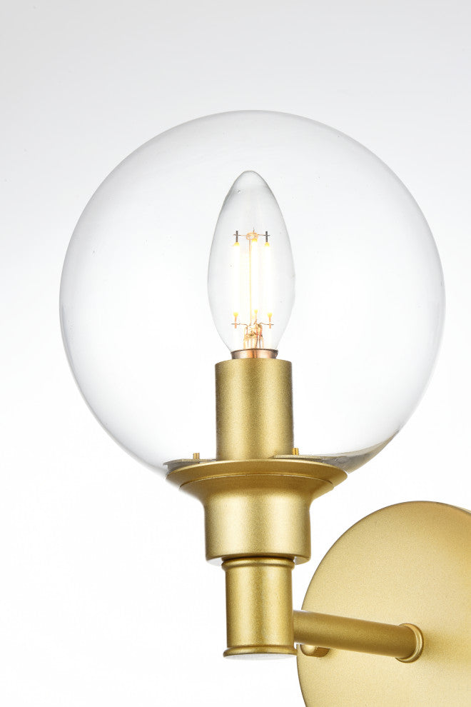 1 Light Brass And Clear Bath Sconce