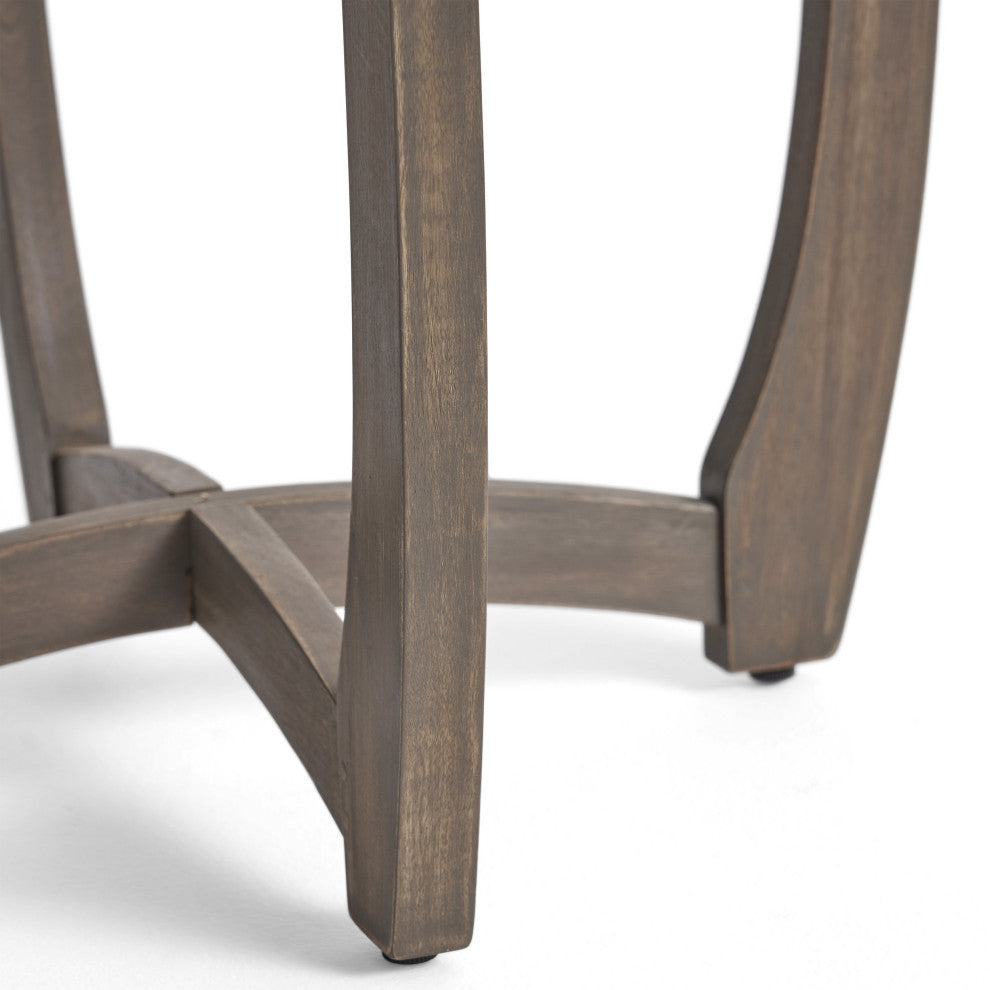 GDF Studio 3-Piece Lori Outdoor Wood and Wicker Bistro Set, Gray and Light Gray