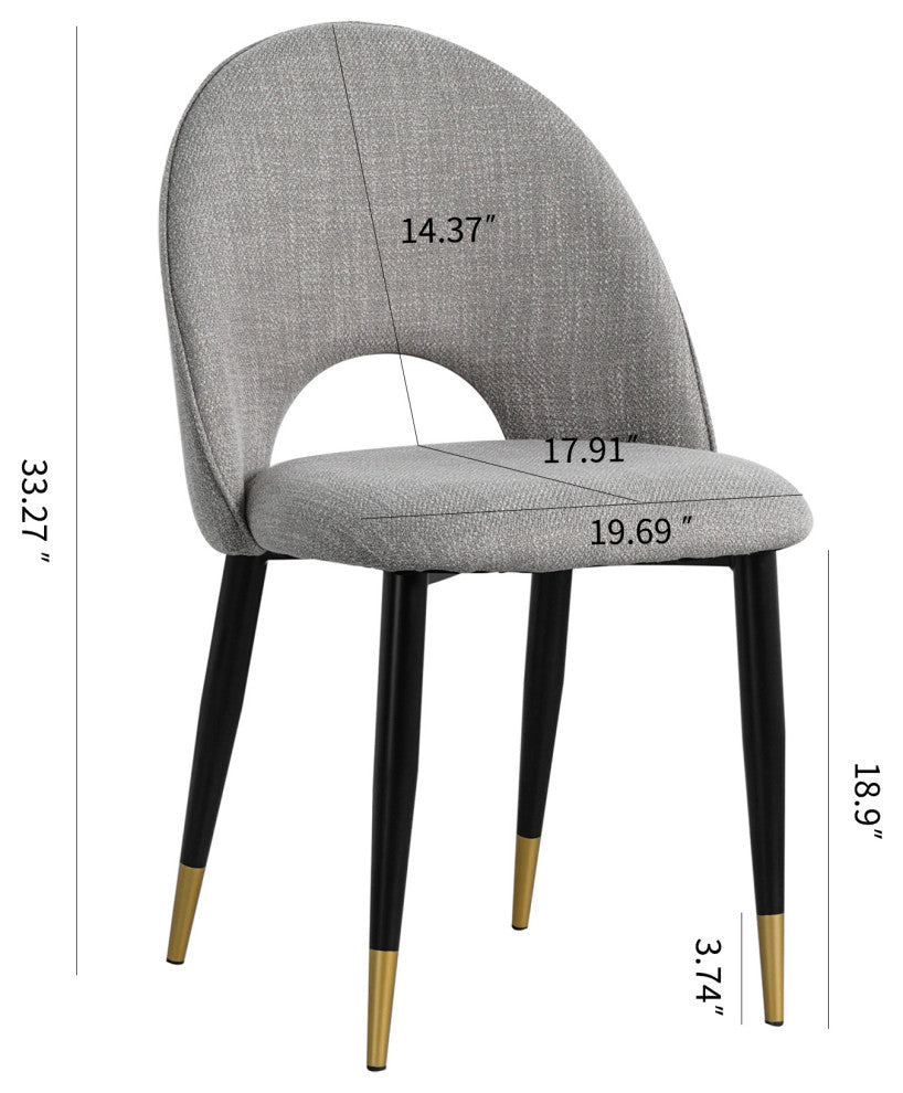 2-set Nordic Style Meta Dining Chairs, Metal Legs, Beige
