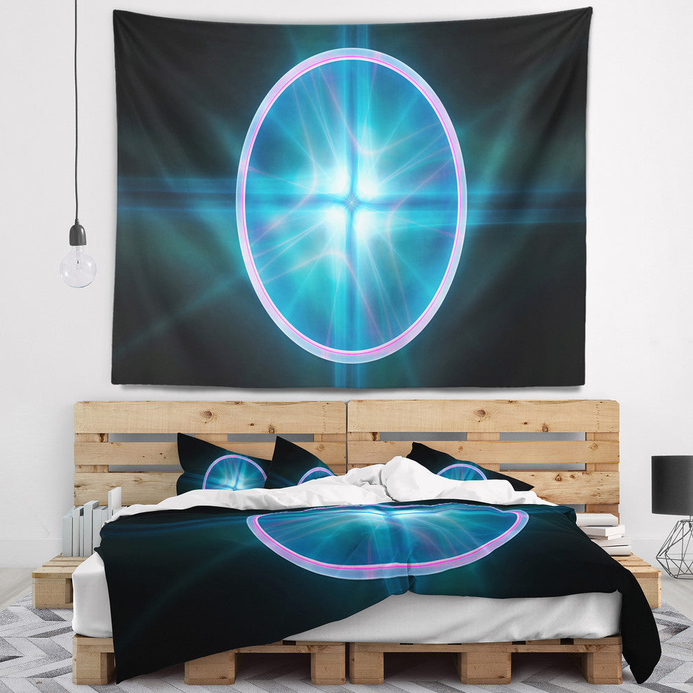 Blue Sphere of Cosmic Mind Abstract Wall Tapestry, 92"x78"