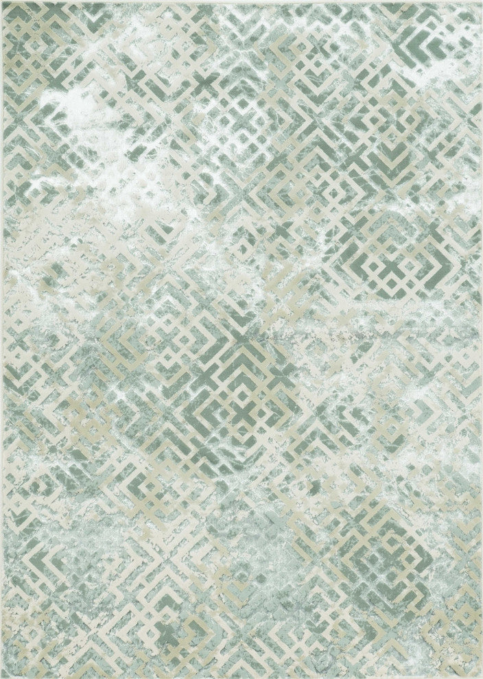 HomeRoots 5' x 8' Sand Silver Geometric Maze Pattern Indoor Area Rug