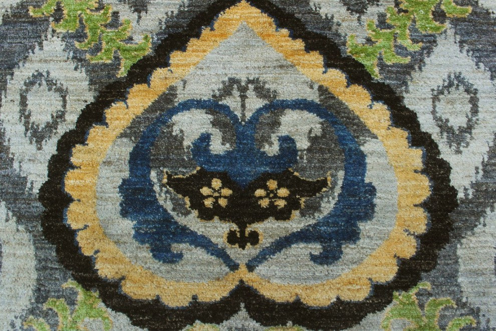 Aria Fine Chobi Addae Gray and Blue Rug, 9'1x12'2