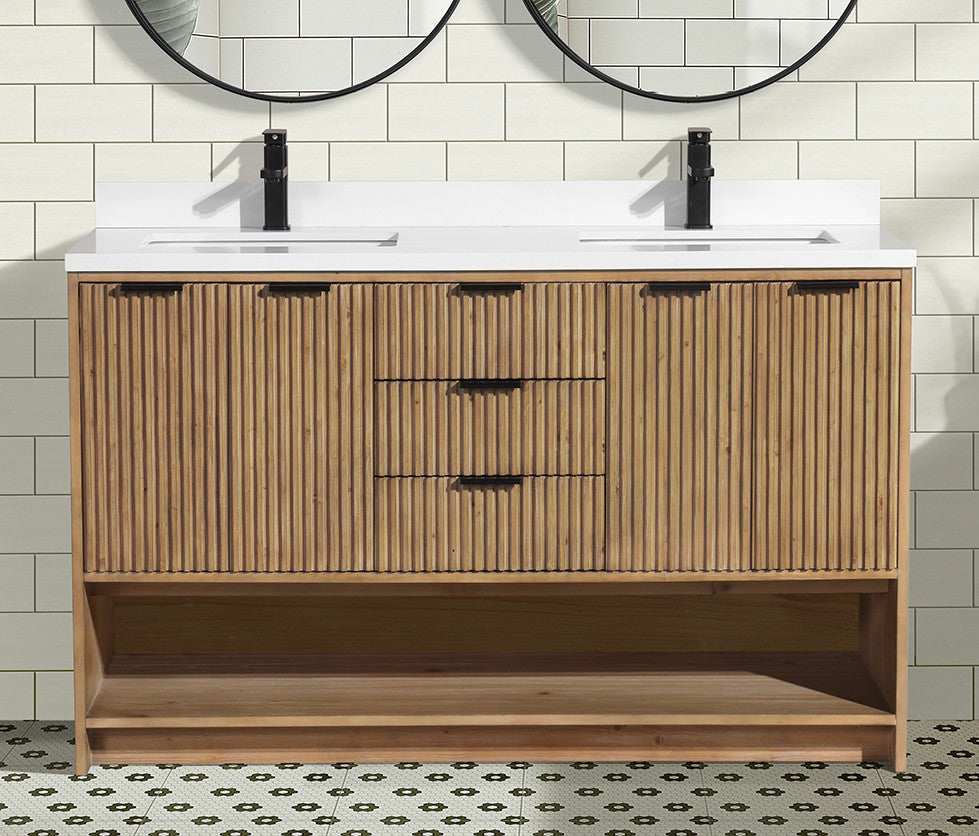 Ari Kitchen and Bath San Diego Bath Vanity, Weathered Fir, 55", Freestanding