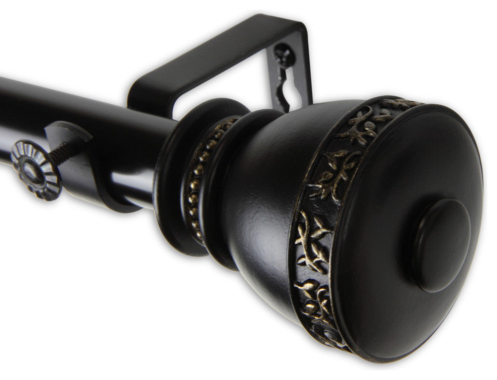 Kettle 1" Curtain Rod, Black, 160"-240"