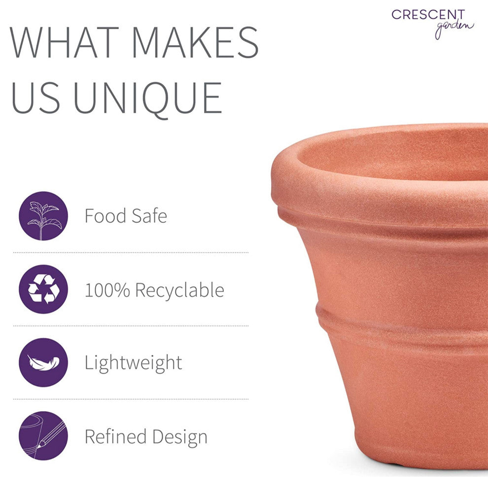 Crescent Garden Brunello Classic Rolled-Rim Planter, Weather Terracotta  20"