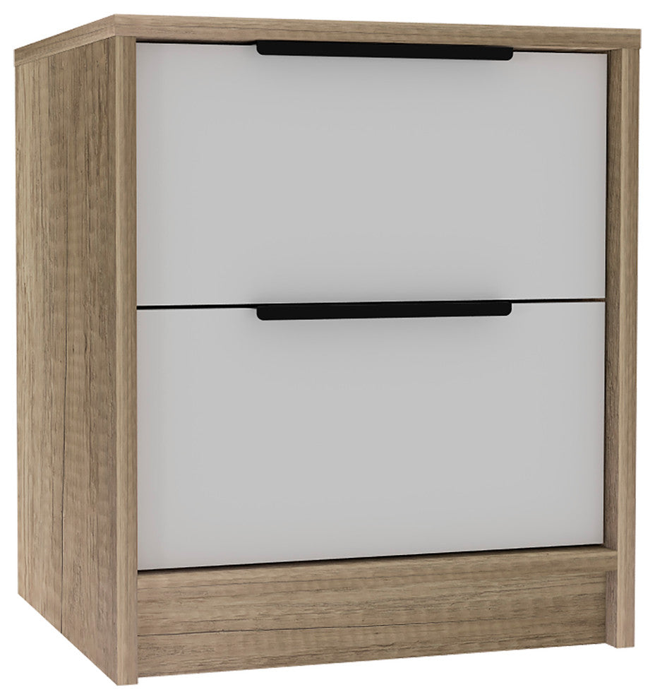 Egeo Night Stand, White / Light Oak