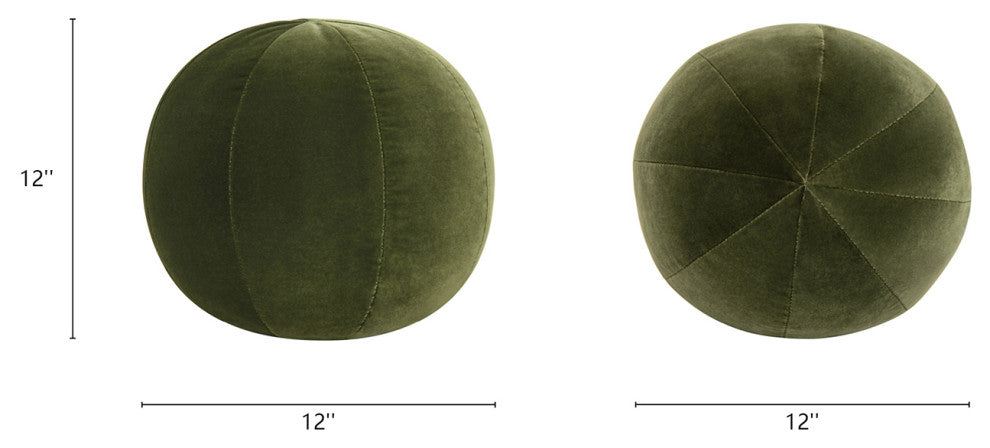 Luna 12" Round Sphere Accent Ball Throw Pillow, Olive Green