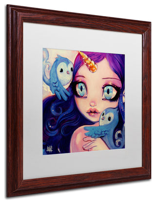 Natasha Wescoat 'A Little Birdy Told Me' Art, Wood Frame, White Mat, 16x16