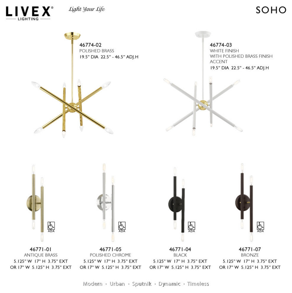 Soho 4 Light Bronze With Antique Brass Accents ADA Sconce