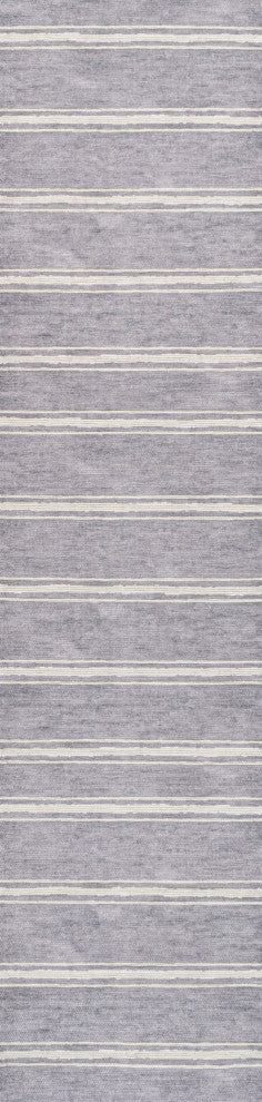 Bande Distressed Ticking Stripe Machine-Washable Area Rug, 2 X 8
